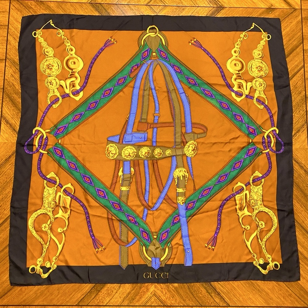 Vintage Gucci Silk Scarf Equestrian
